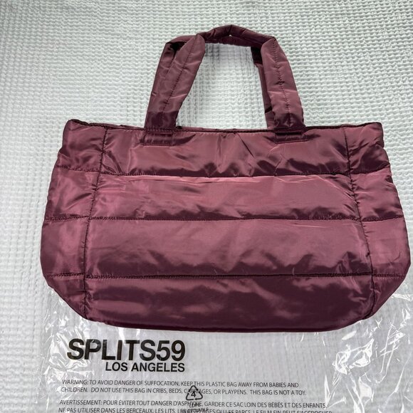 Splits59 Handbags - Splits59 Los Angeles Burgundy Quilted Tote Bag With Zipper Closure